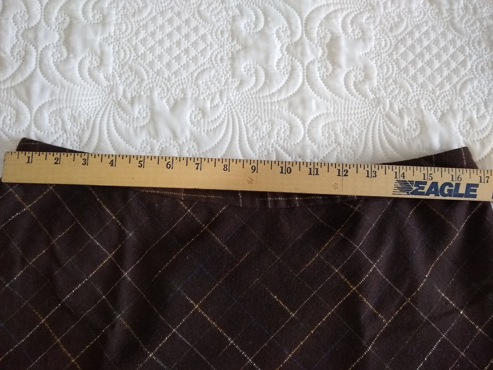 Wool Blend Skirt Womens 14 Brown A-Line Knee Italian Fabric Lined Old Navy Vtg