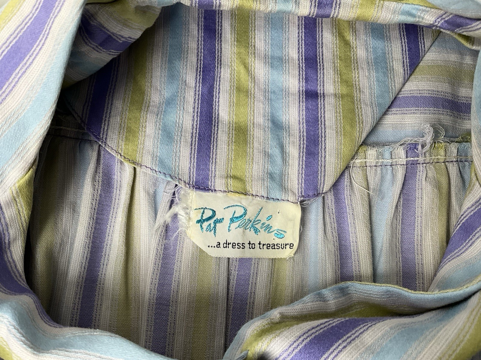 1950s Pat Perkins Vintage Sun Dress 100% Cotton Striped Button Up Belted XS/S