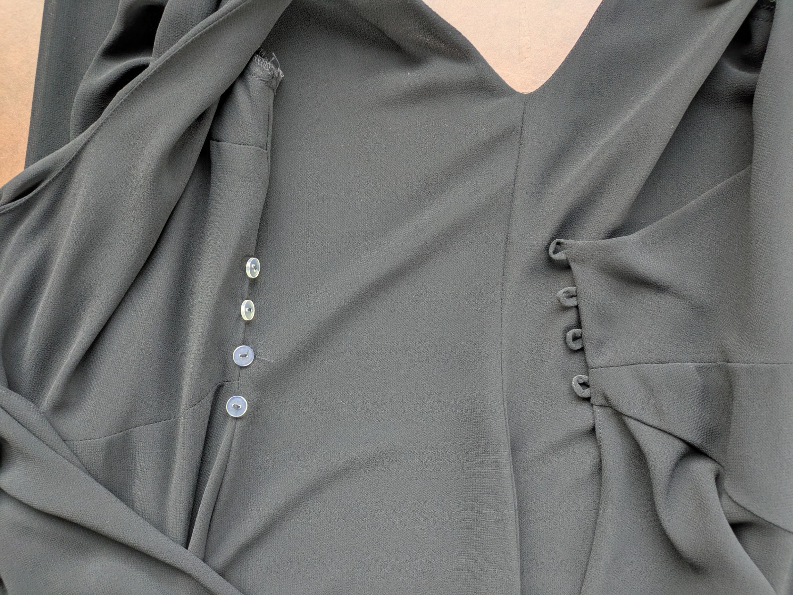 Vintage 80s Casadei Dress Black Hi Lo Hem Ruched Beaded Shoulders Sz 6