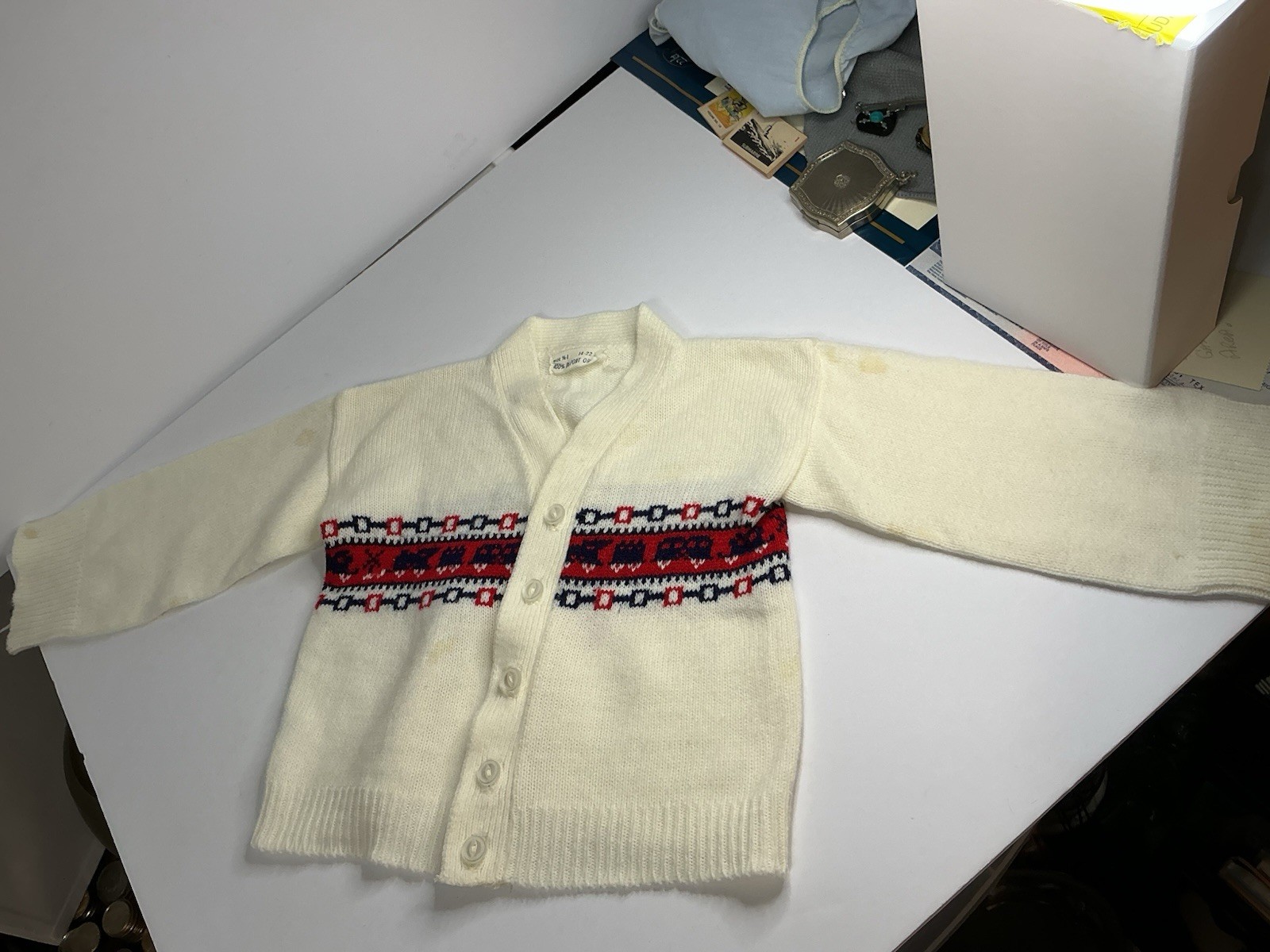 Vintage 1950s Santone romper, sailboat knit, and classic cardigans