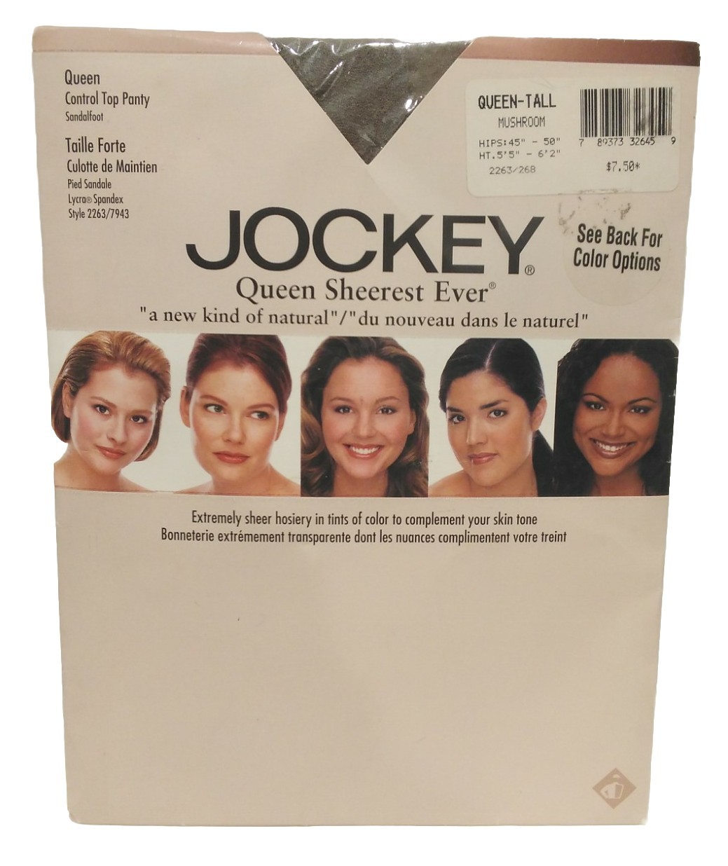 Vintage 1999 Jockey Control Top Pantyhose Tall Queen Mushroom Sheer Hosiery