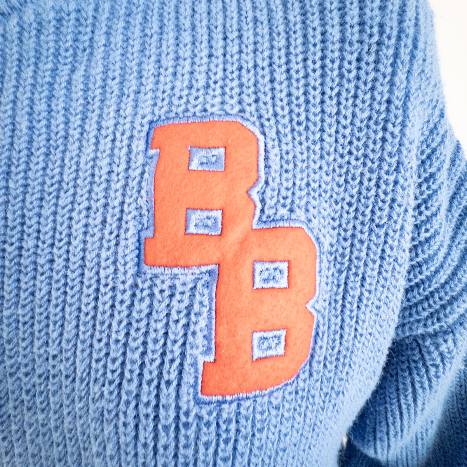 Bugle Boy Vintage Blue Knit Turtleneck Sweater BB Logo Size XS (youth 16-18) 90s