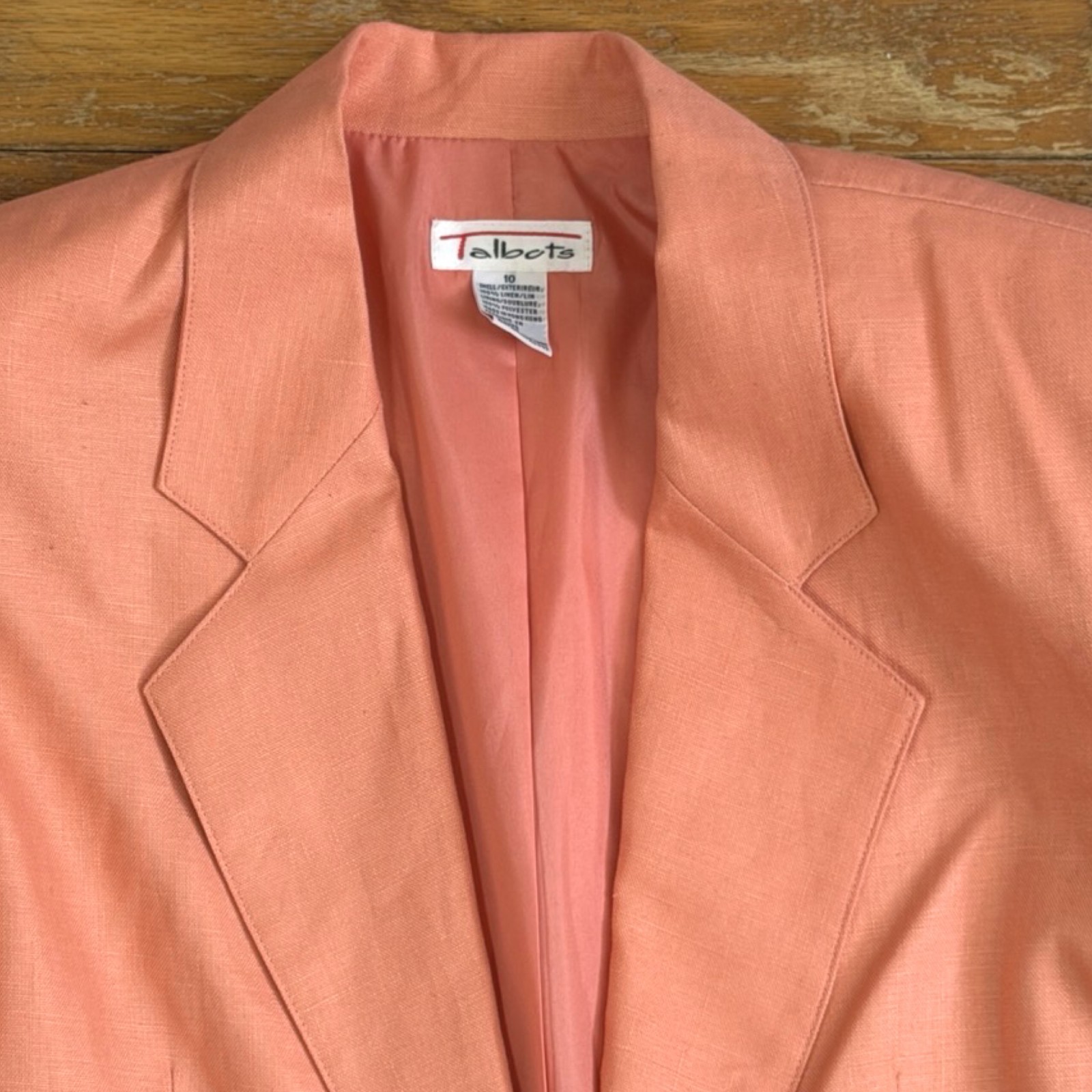 Vintage Coral Linen Blazer Size Medium 80s Pink/Orange Sport Coat Suit Jacket