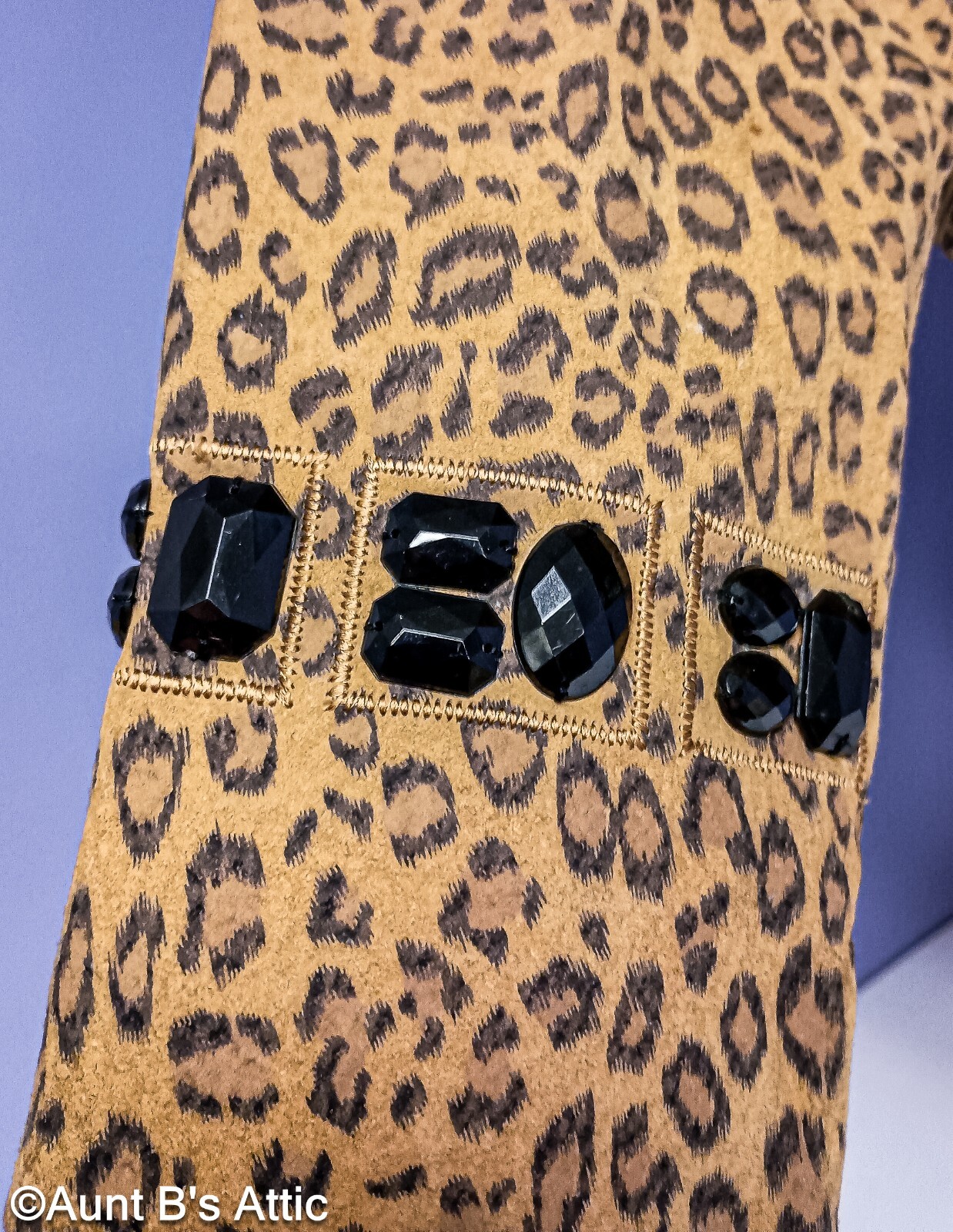 Leather Jacket Ladies Boston Proper Br/Blk Animal Print Jeweled Zip Jacket 16