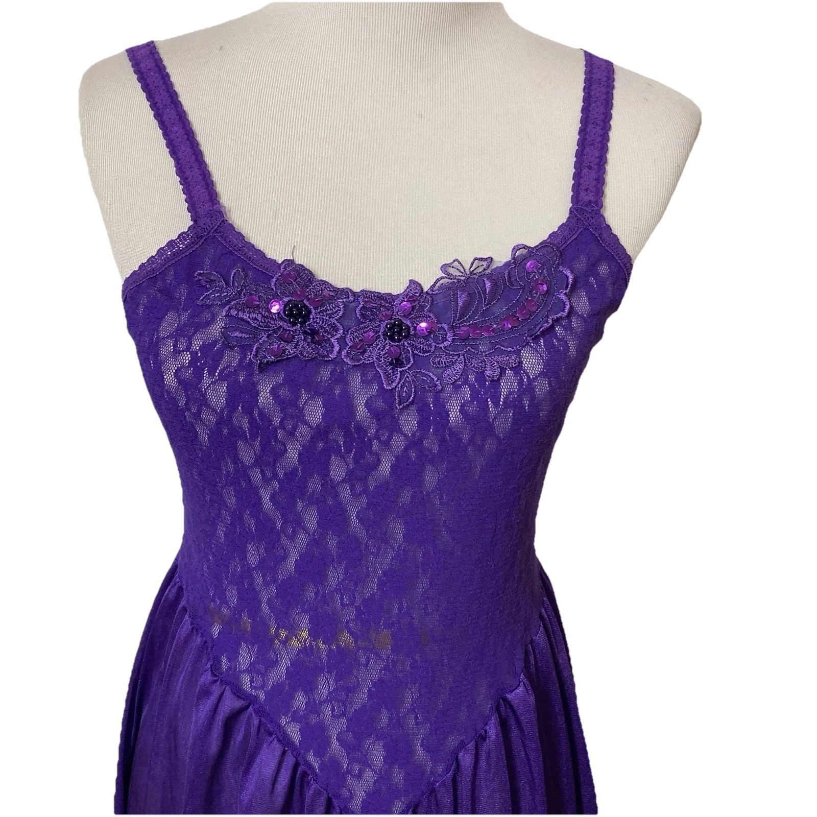 Vintage Ballerina Nightgown Basque Waist Lace Feather Bed Intimate Sz M Embroid