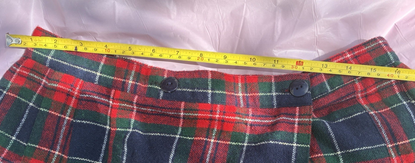 Diana Marco Vintage Women’s Skirt 80s Plaid Pleated Knee-Length Red Blue Sz 16/L