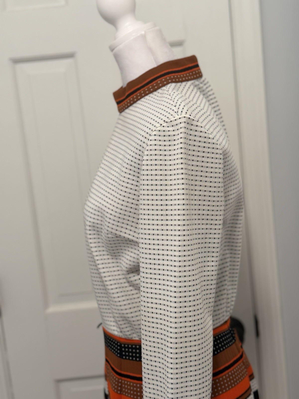 VTG Women’s Multi-Color Polka Dot Stripe Mod Pattern A Line Midi Dress Sz M