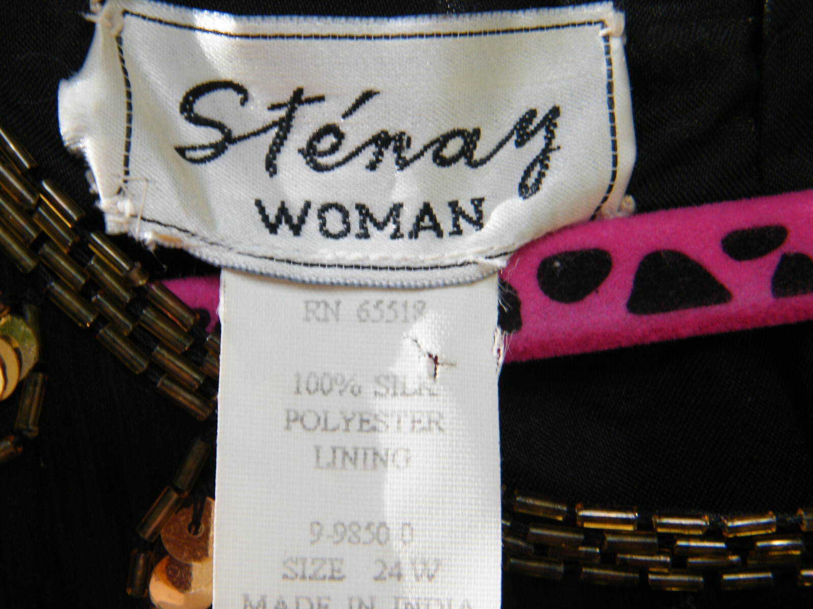 Stenay 100% Silk Black Formal/Evening Blouse w Multi-Color Sequins/Beads Sz 24 W