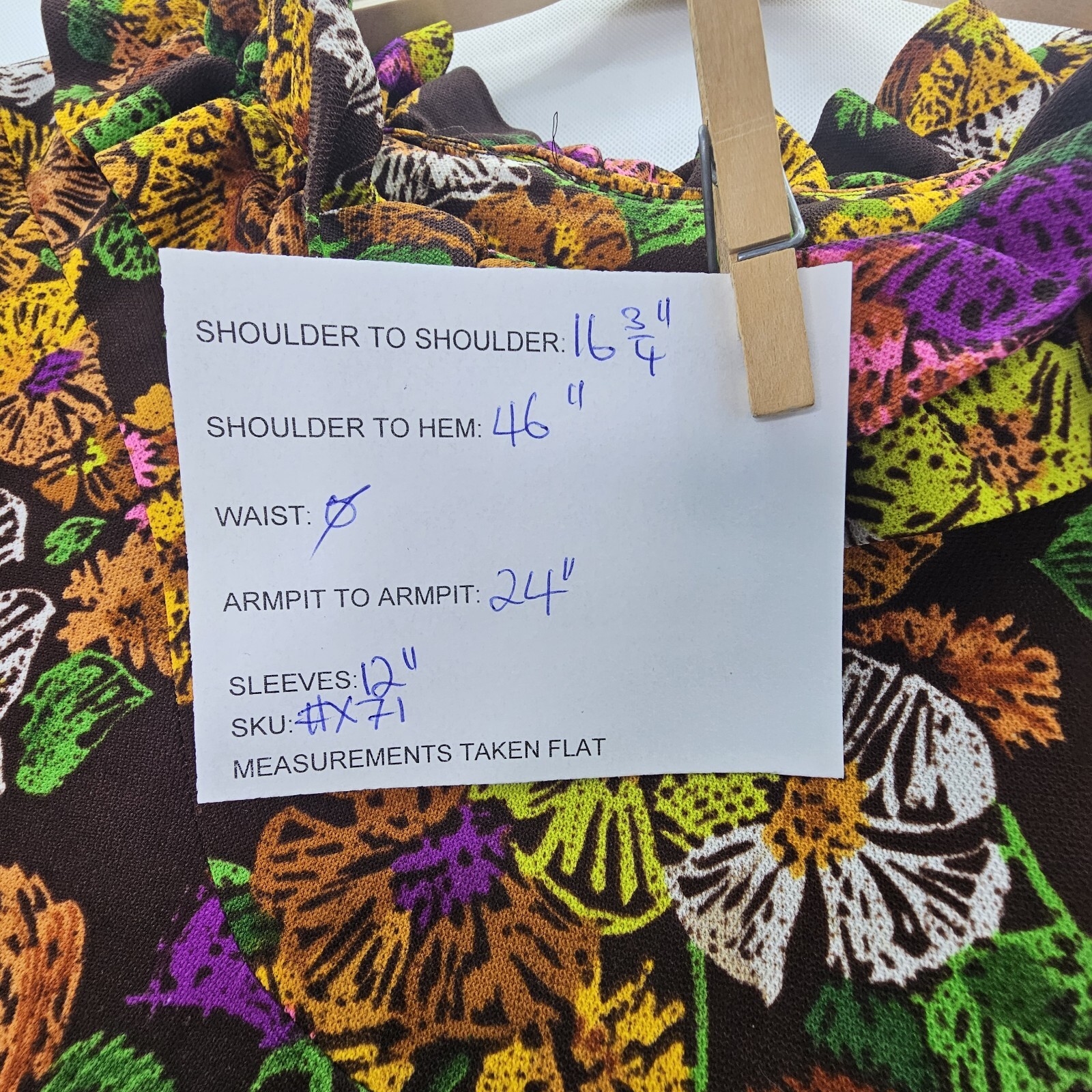 Pre – Vintage Handmade Women Chest Size 48 Inches Multicolor Floral Tent Dress