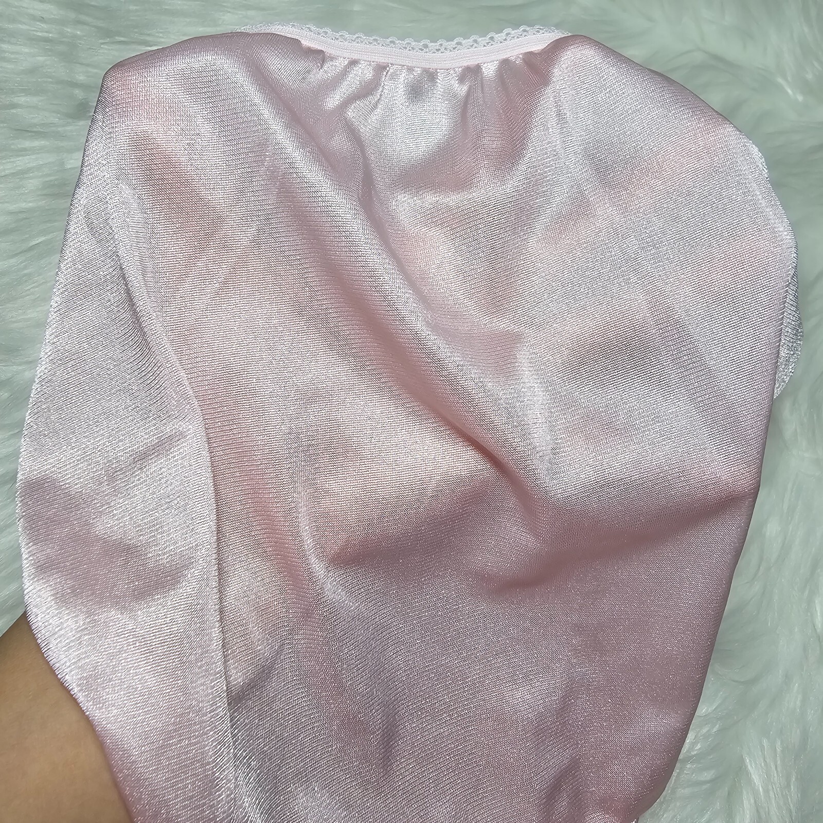 Vintage Silky Pink Panty 100% Nylon Sissy Sheer Brief Size 6-7 Hip 35-39″