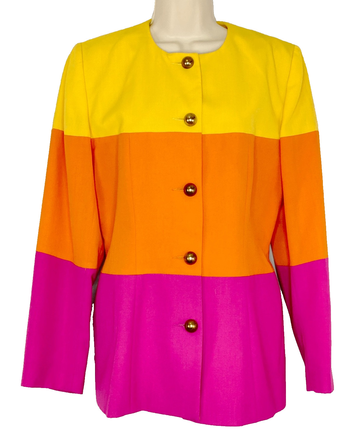Vintage 1990s colorful blazer jacket pink orange yellow color block E.R. GERARD