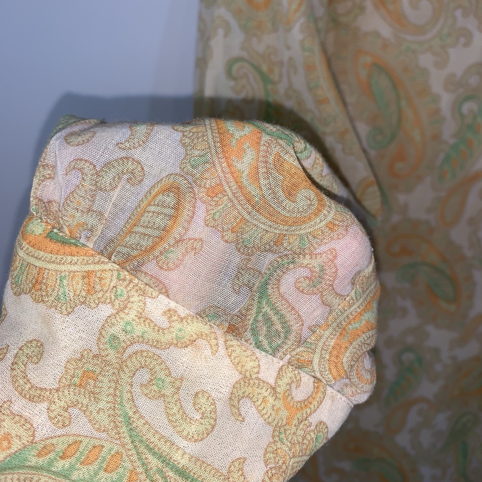Vintage 70s Avalon Classics Paisley Shirt Dress Size 14 Orange Green Midi