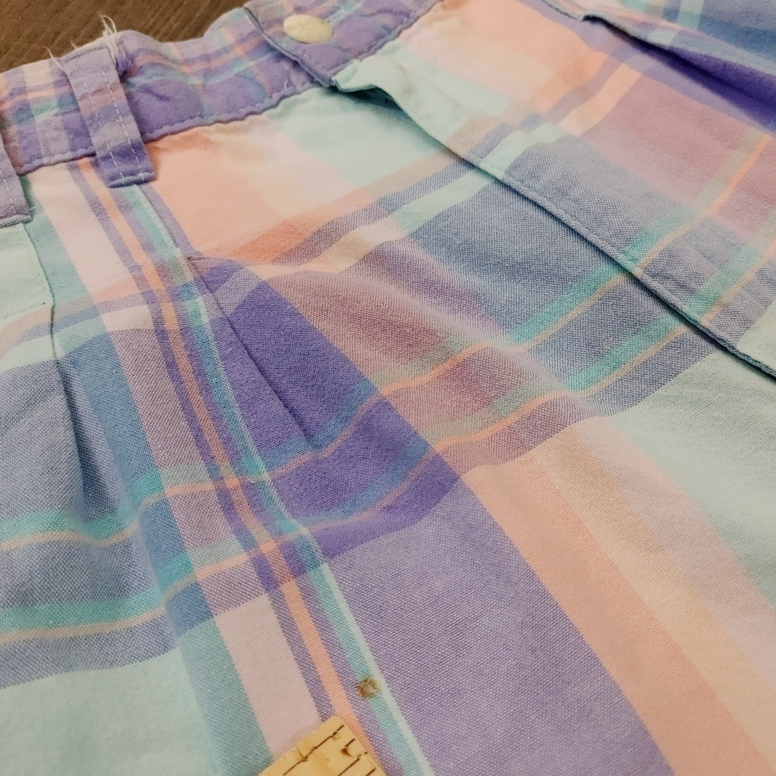 Bugle Boy Classics Vintage 80s Pastel Plaid High Rise Mom Shorts Purple Pink 10