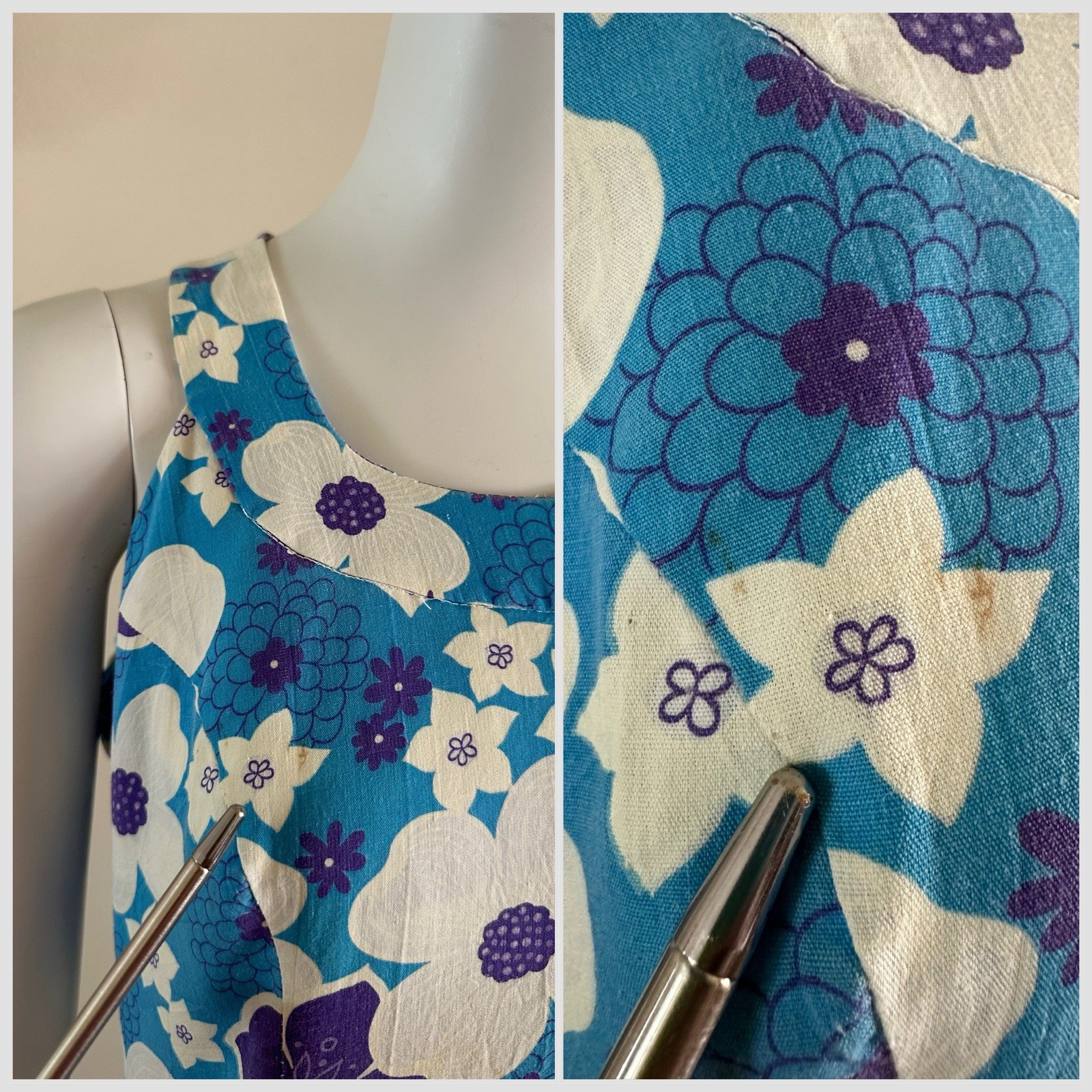 1960s Evelyn Pearson Hawaiian Mod Dress Keyhole Back Floral Mini Talon Zip VTG