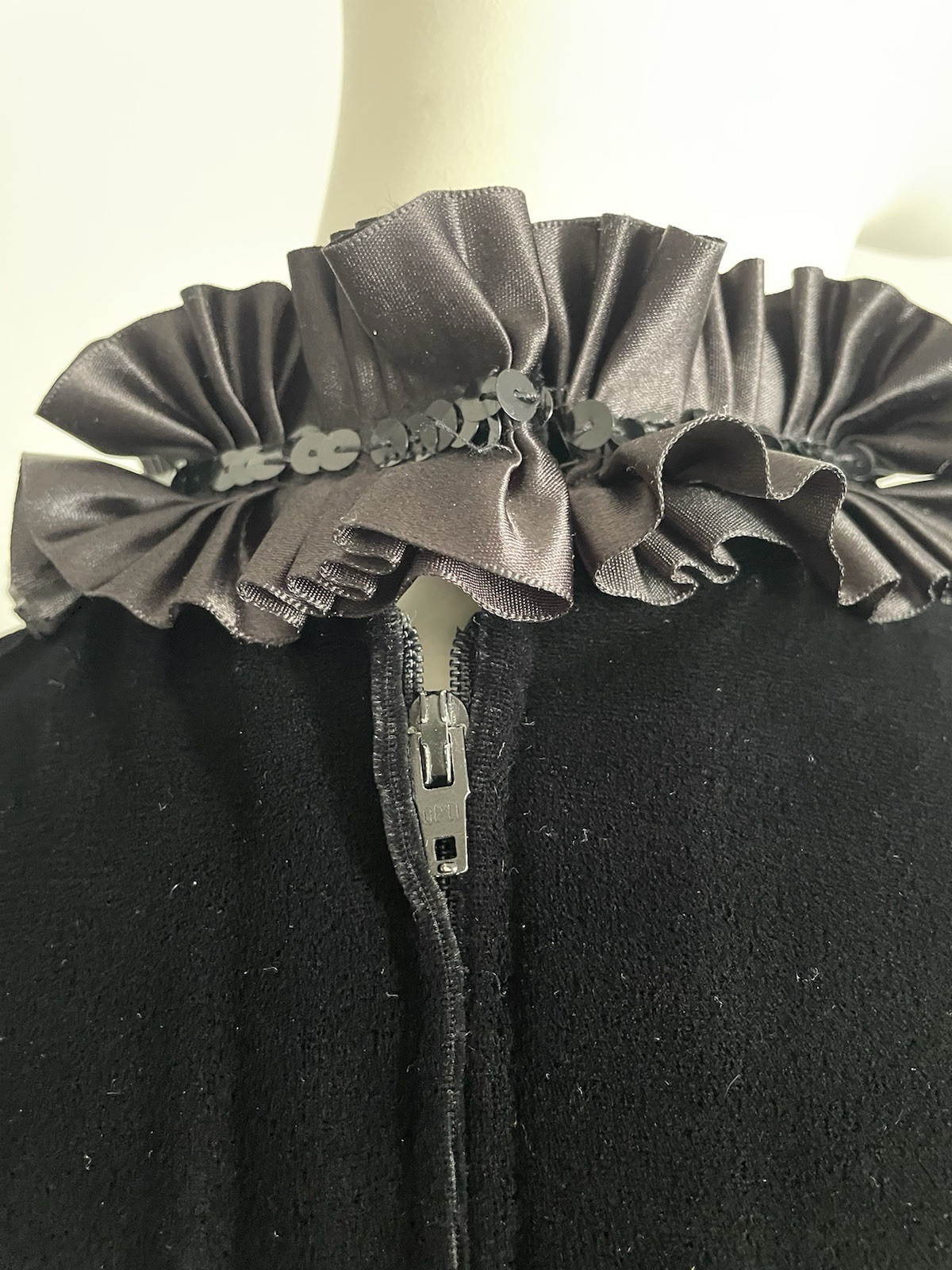 Vintage 1980s Zandra Rhodes Velvet Lace Glitter Corset Bustier Dress Ruffle