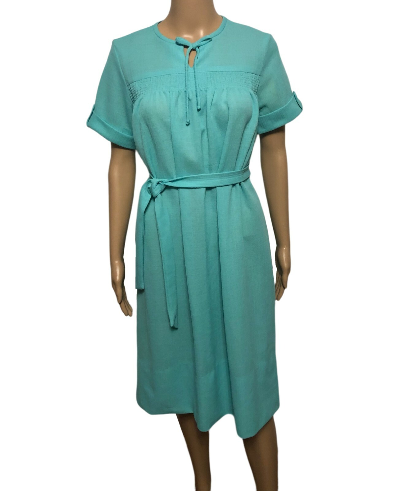 womens vtg 1970s Bleeker Street Belted Sheath Dress 12 NWT Retro Pistachio Green