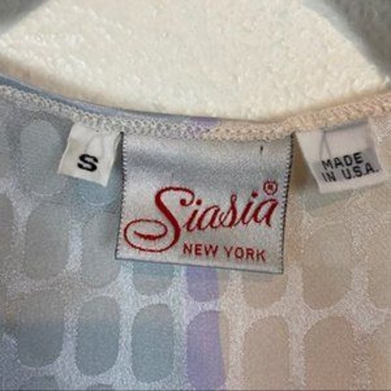 Siasia NY Top Blouse Women’s Size Small Satin Vintage Oversize Disco Queen