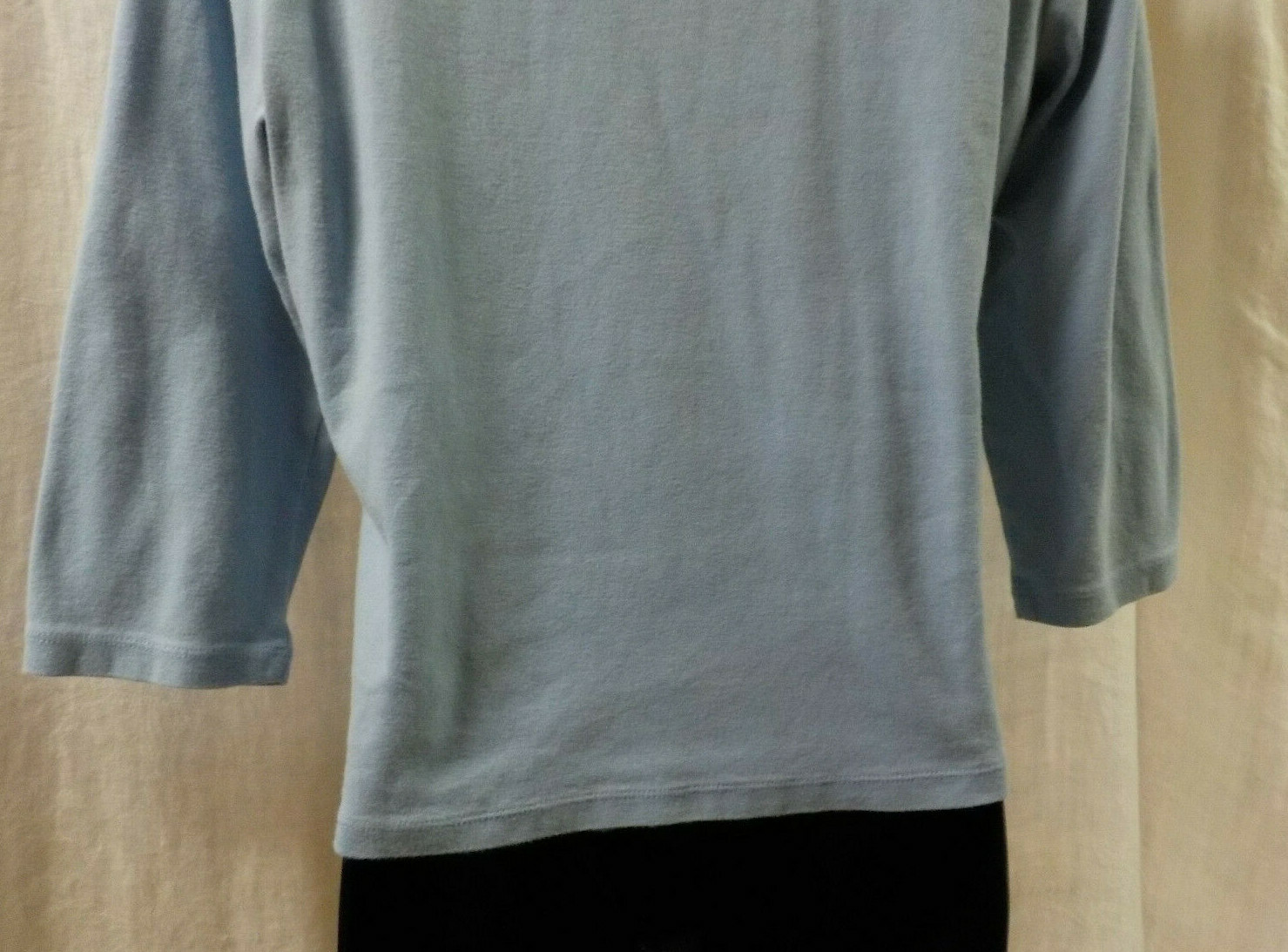 CRAZY HORSE Liz Claiborne Vintage 90’s Knit Top Size L Blue Cotton Ruffle Scoop