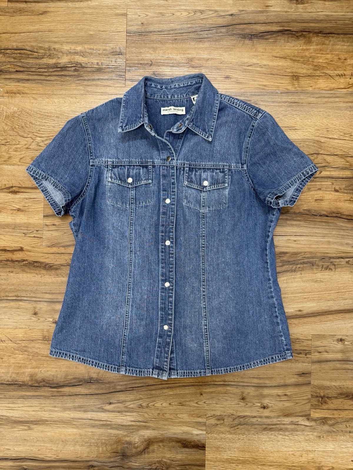 Vintage Marsh Landing By Amanda Smith Woman’s Front Snap Denim 100% Cotton