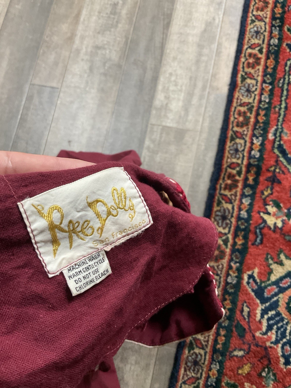 Vtg Rae Rag Dolls San Fransico Dress Maroon Bohemian Small (see Measurement)