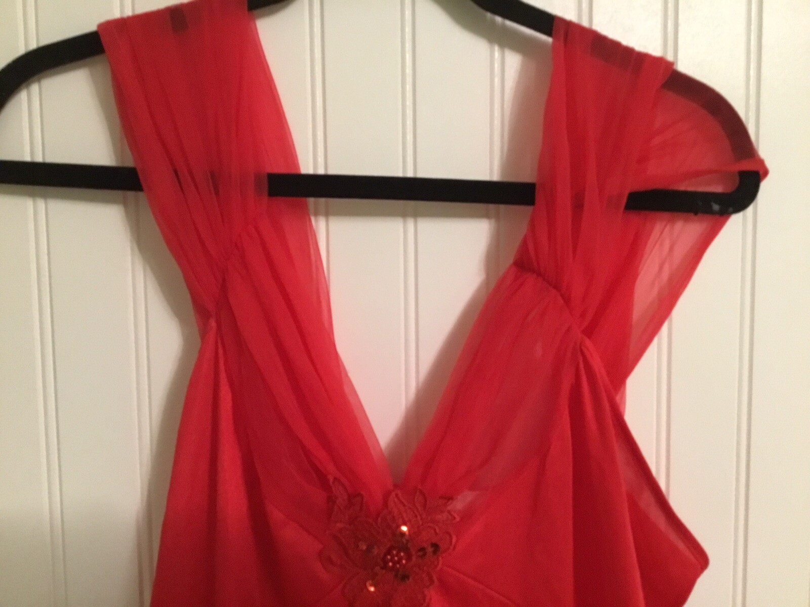 Vintage Cachet Nightgown Lingerie Red Lightweight Sleeveless (medium) Long
