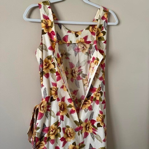Vintage 80s / 90s Guess by Georges Marciano Floral Mini Dress Pink Cream Yellow