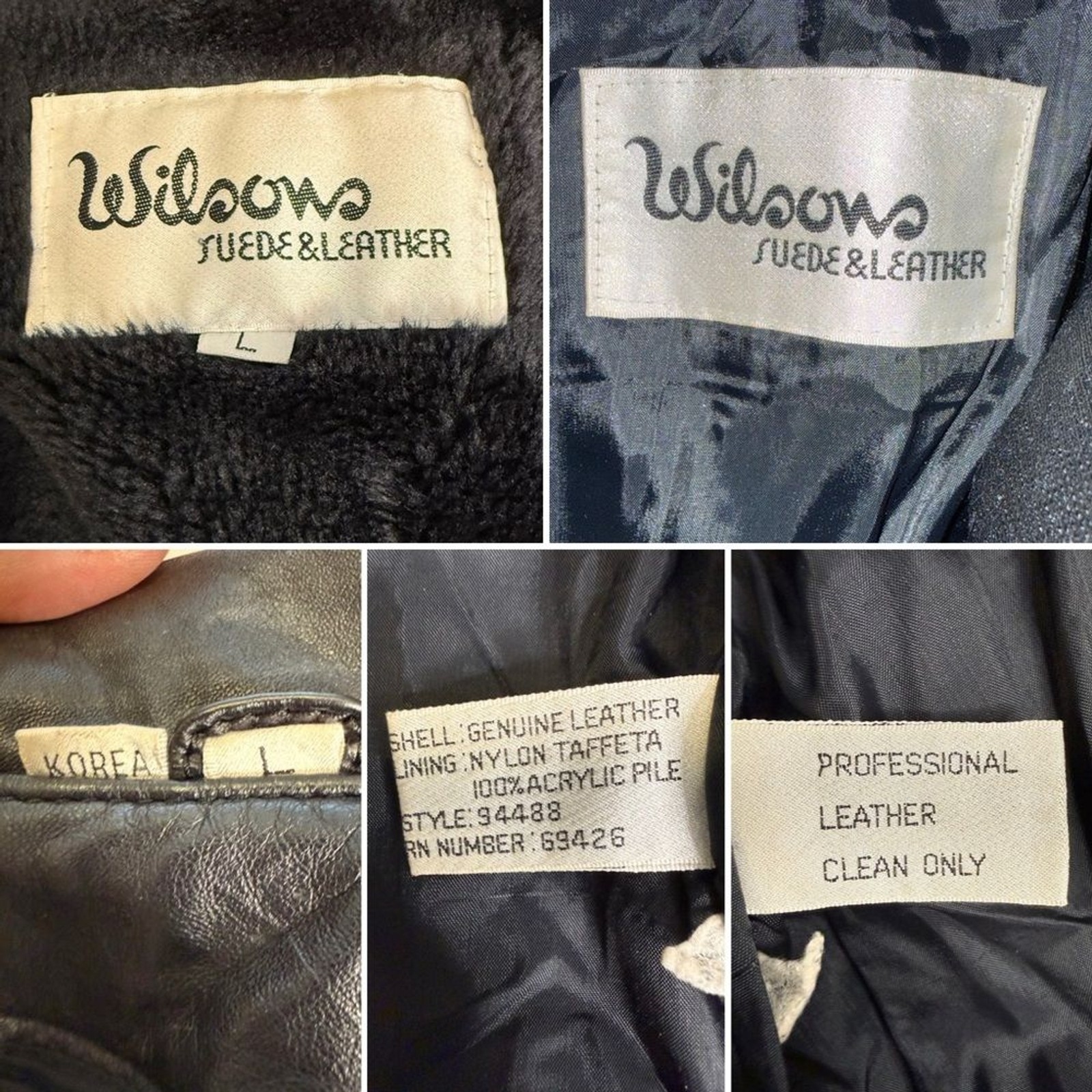 Vintage 90s Black Leather Jacket L Sherpa Lined Minimalist Moto YKK Zip