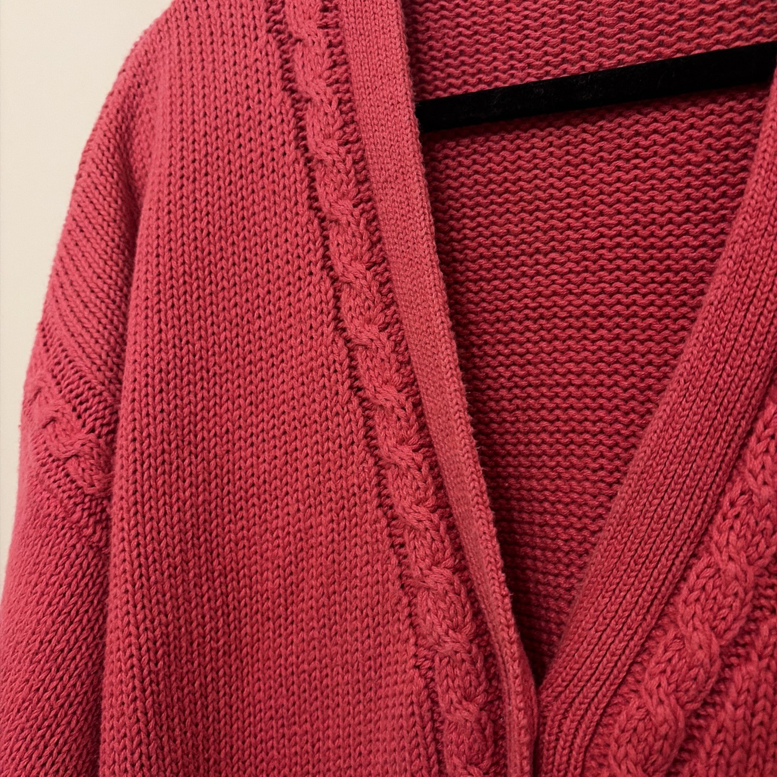 Vintage Outback Red Womens Cable Knit Oversized Cardigan Sweater Size Large Red