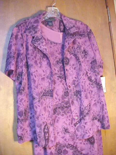NWT-2pc Laura Scott Ladies Rose Colored Sleeveless Dress w/Jacket-Size M/L