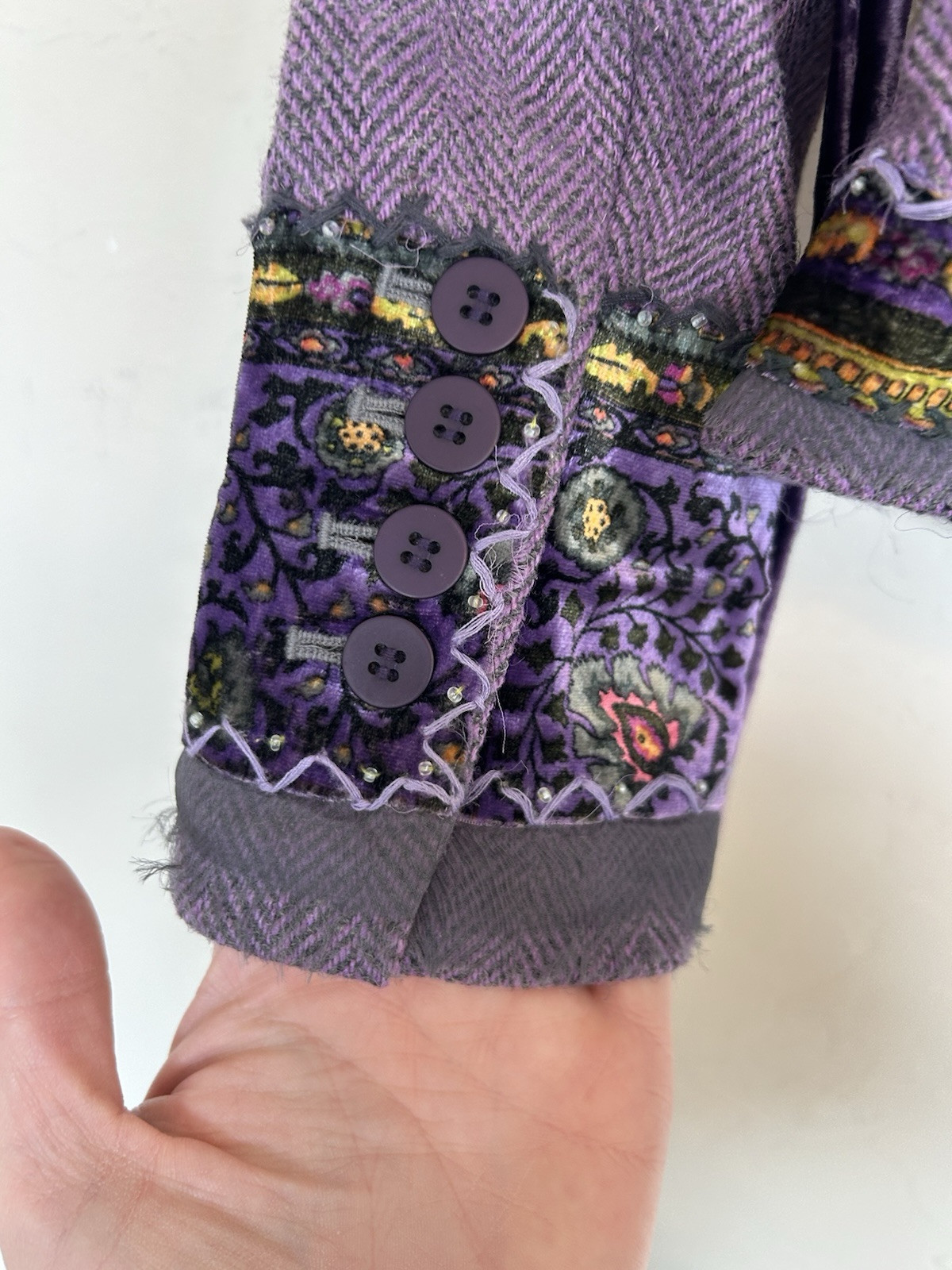 Vintage Y2K Renato Nucci Wool Silk Purple Fairy Velvet Floral Skirt Set 40 NWT M