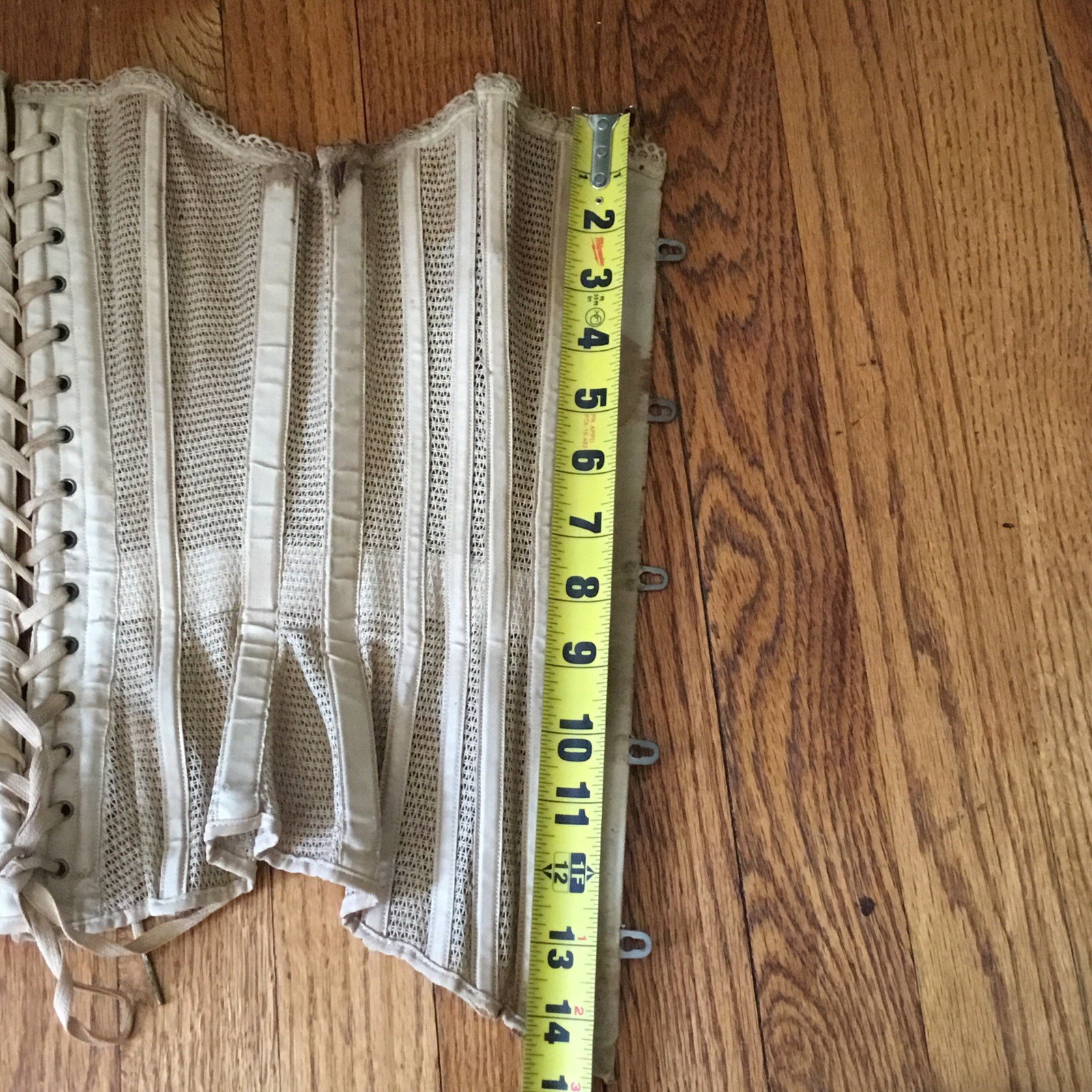 Antique Victorian Summer Mesh Corset Ecru Lace Up Back Imperfectly Perfect!!!