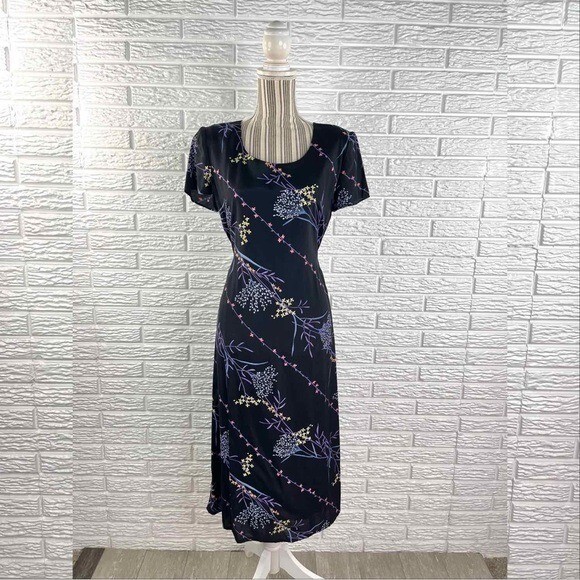 Vintage Positive Attitude Multicolored Floral Maxi Dress Size 10