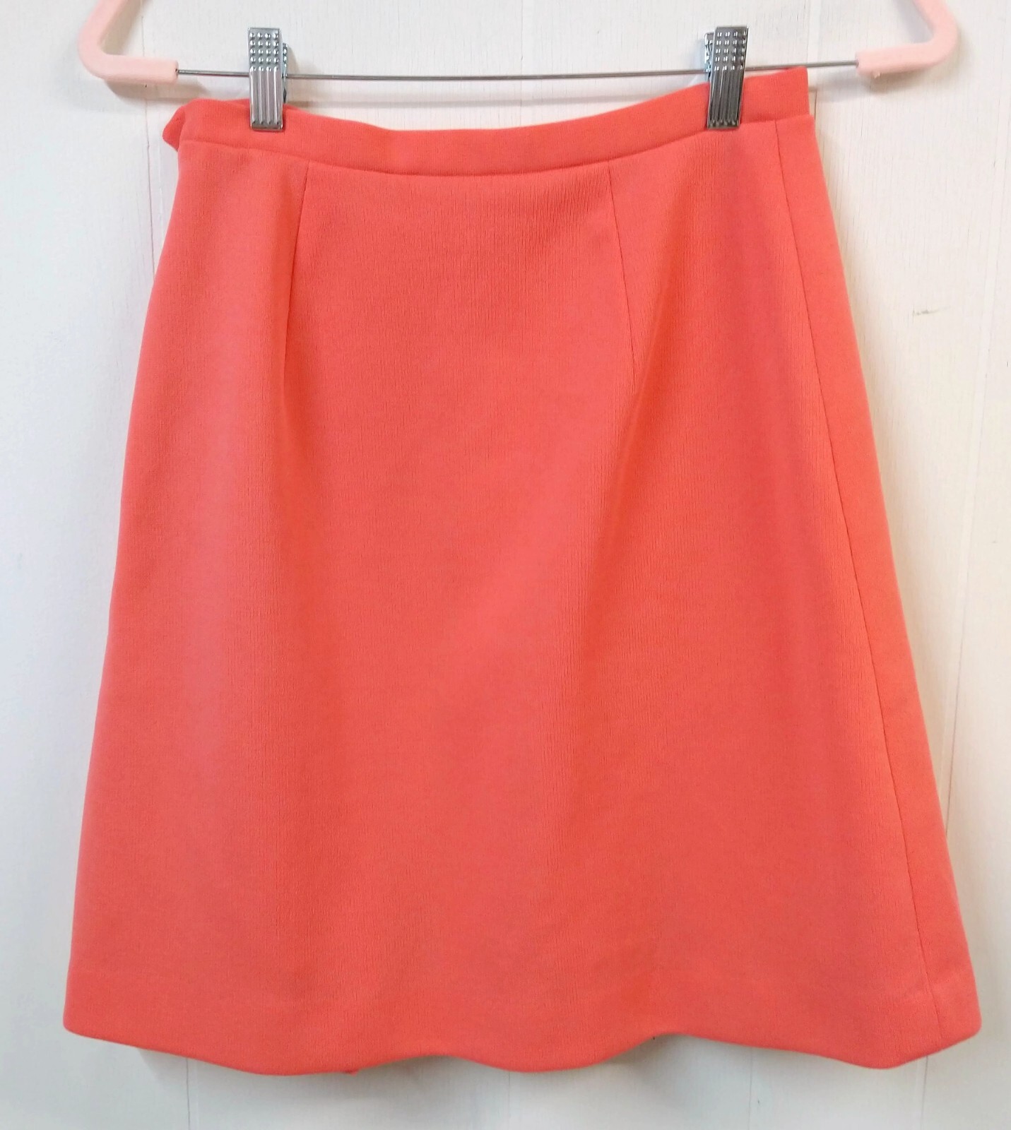 VTG Tan Jay Wm S/M Skirt Orange A-Line Pleats Button/Zip Knee Length Polyester