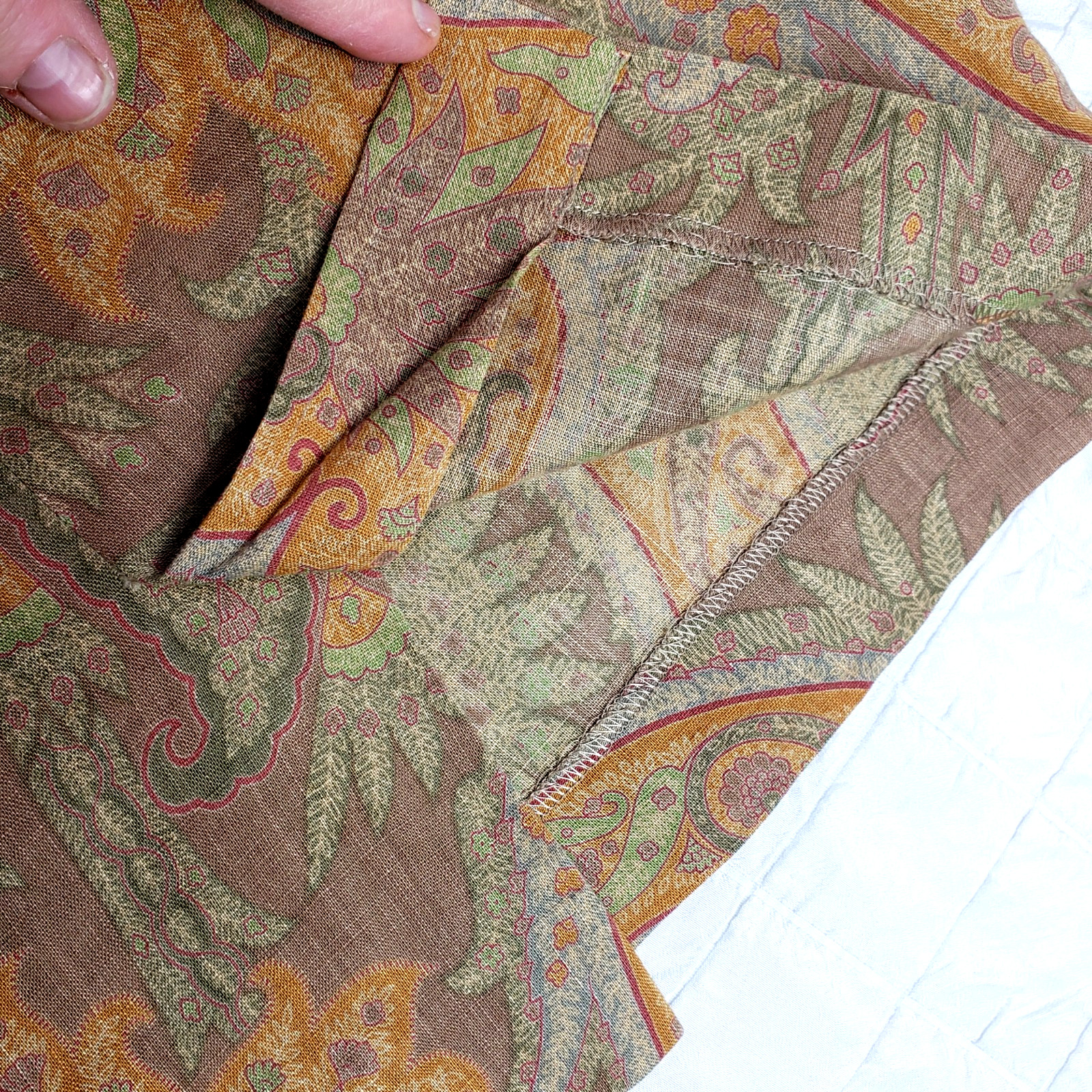 VTG Scapa of Scotland Brown Paisley Sheath dress 70s Secretary Sz SMALL (Tag 38)