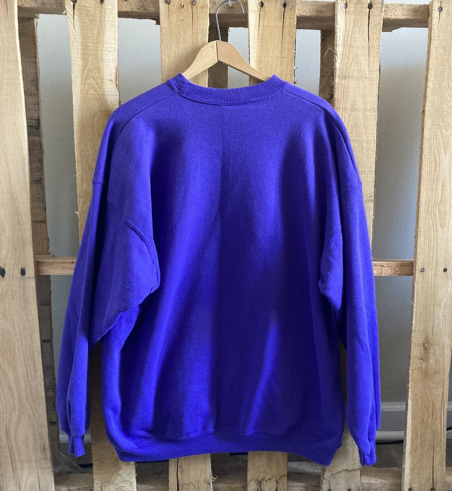 Vintage 90s XL Hanes Heavyweight Purple Long Sleeve Sweater 50/50 Made USA