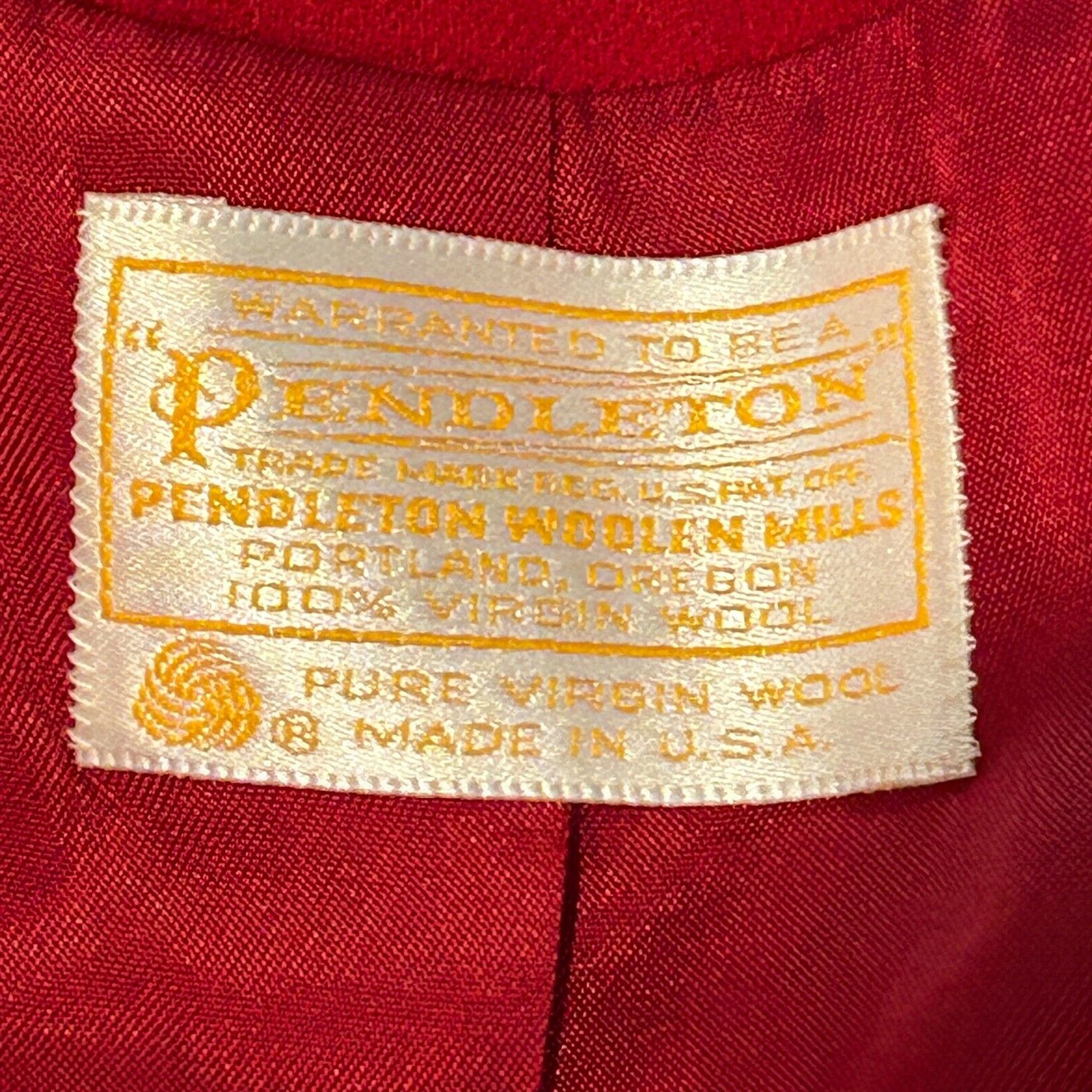 Pendleton True Red One Button Classic Wool Blazer Size Medium USA Made