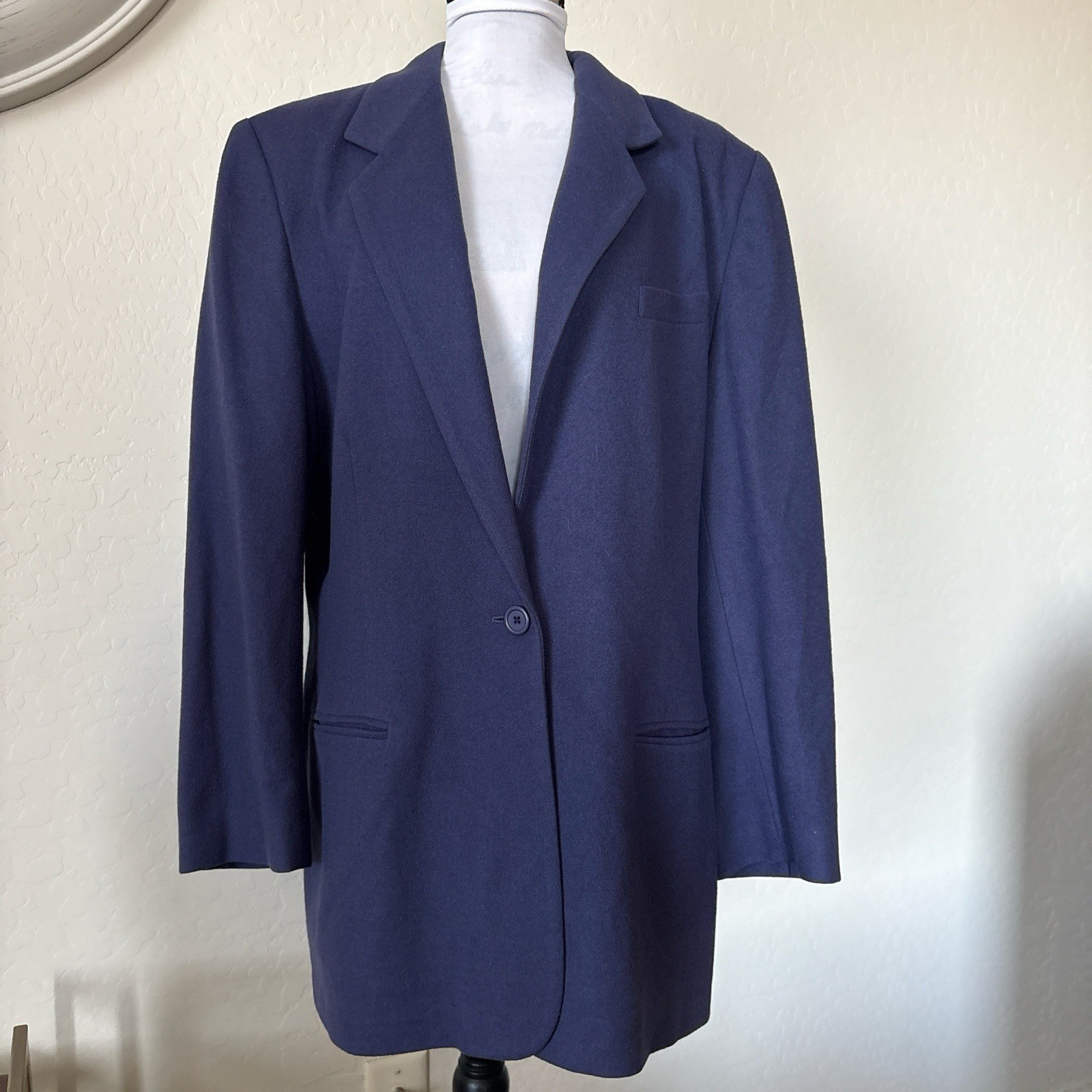 Vintage LAND’S END Women’s Purple Wool Cashmere Blazer 18. Made In USA