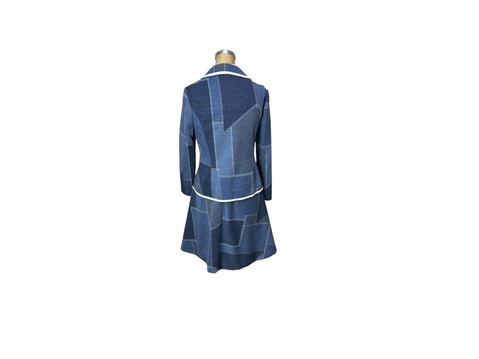 1970s faux denim patchwork dress and blazer by The Kollection Size M