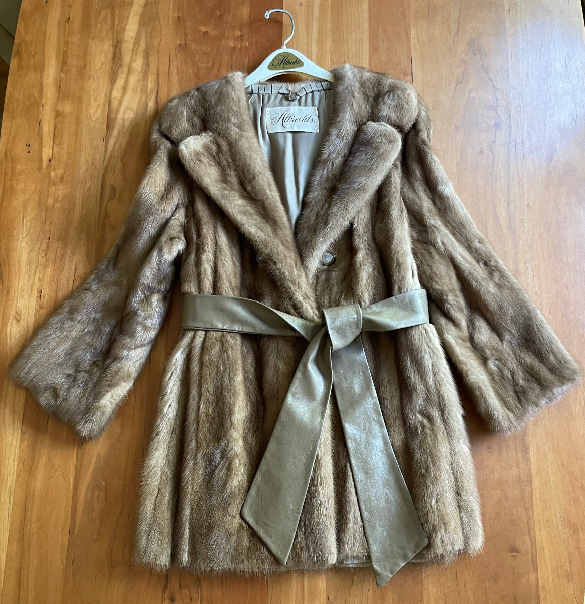 1970 Genuine Mink Jacket 3/4 Length Albrechts High End Furrier Orig Bag Belt M/L