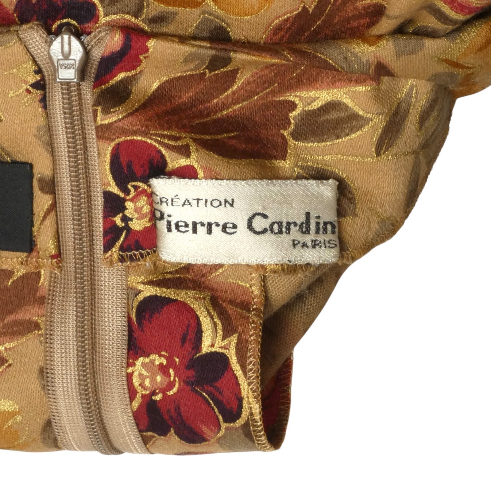PIERRE CARDIN HAUTE COUTURE- 1990 Brown Floral Wool Dress, Size 8