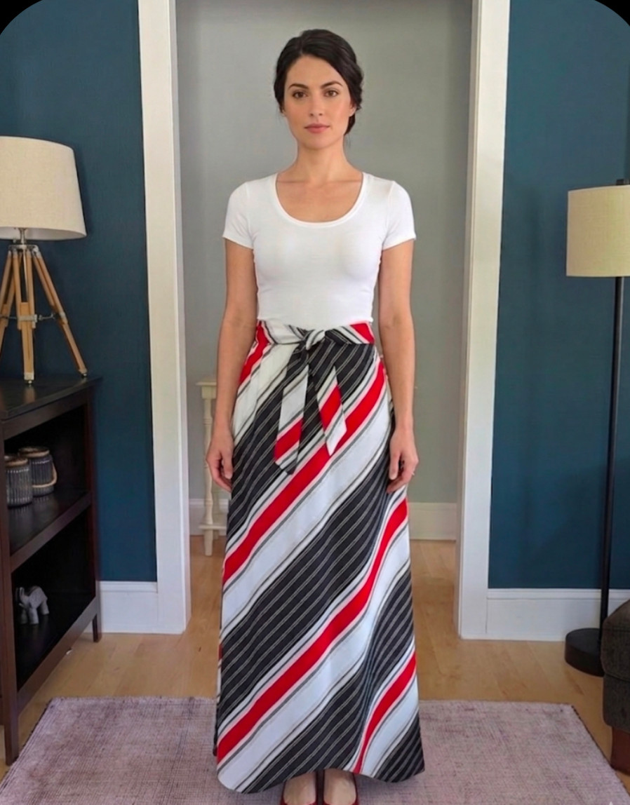 Vintage 70’s Joyce Maxi Bias Skirt Striped A-Line Union And USA Made