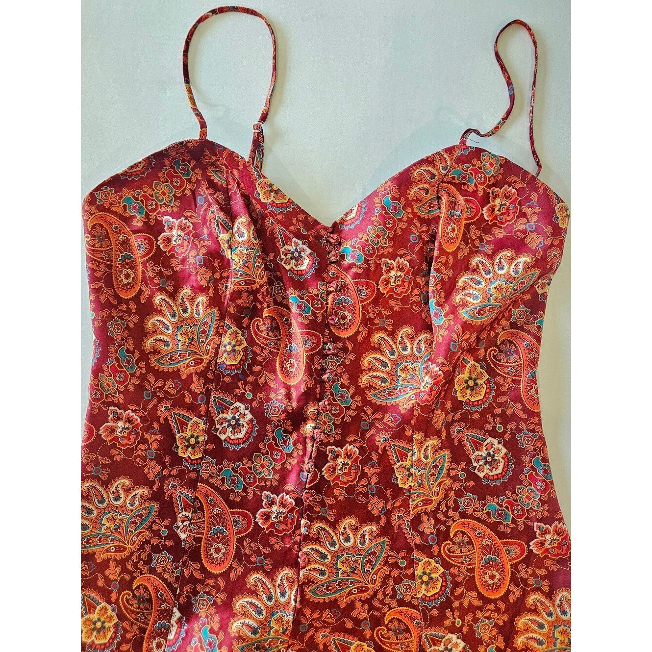 Vintage Cacique Lingere Red Paisley Playsuit Romper