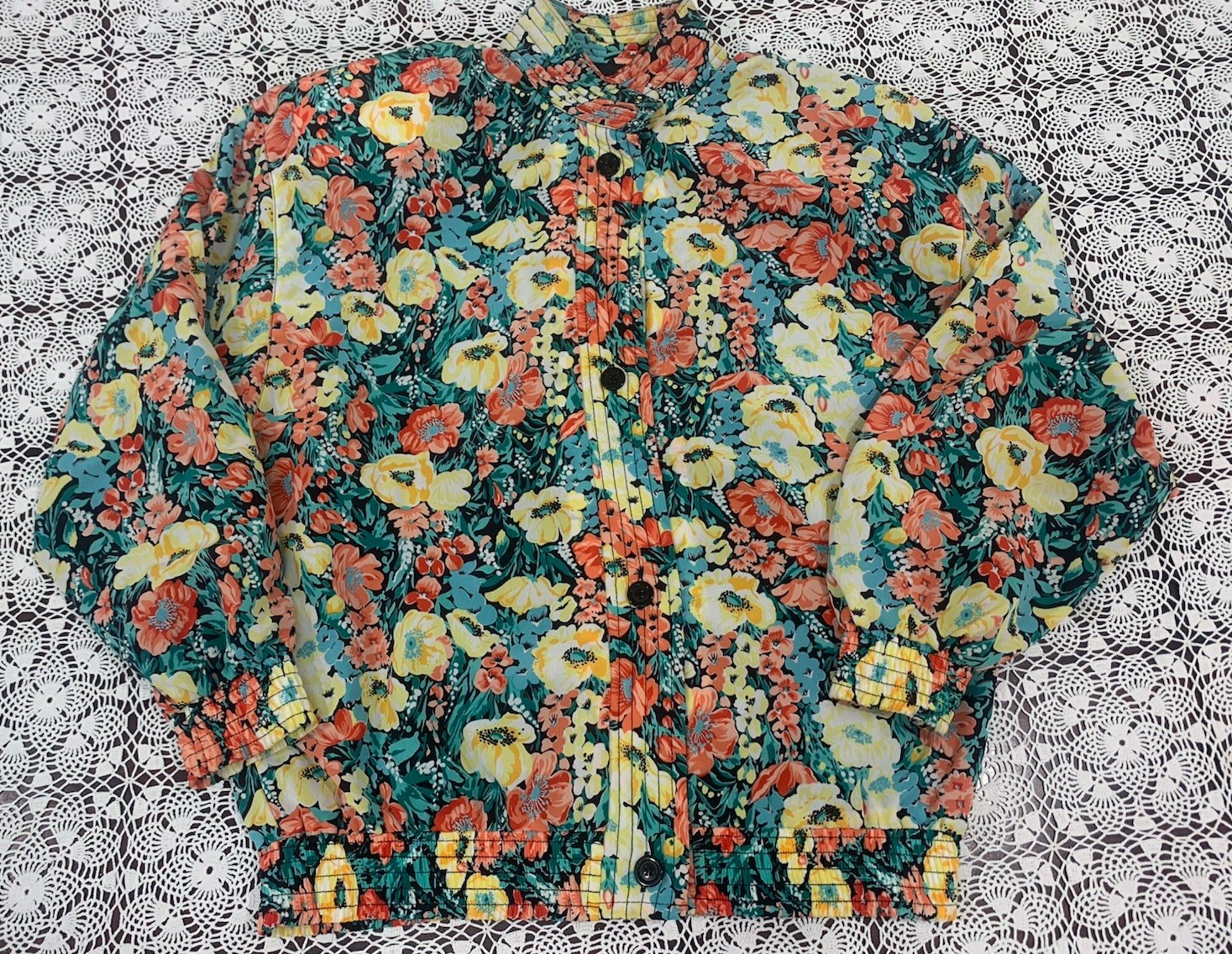 70’s 80’s Floral Lightweight Jacket Marguerite Rubel Summer Spring Size M