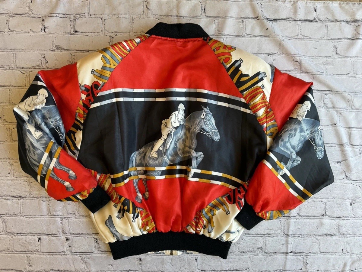 Vintage 1980s Equestrian Bomber Jacket On Course Miller’s Womens Med. EUC Horse