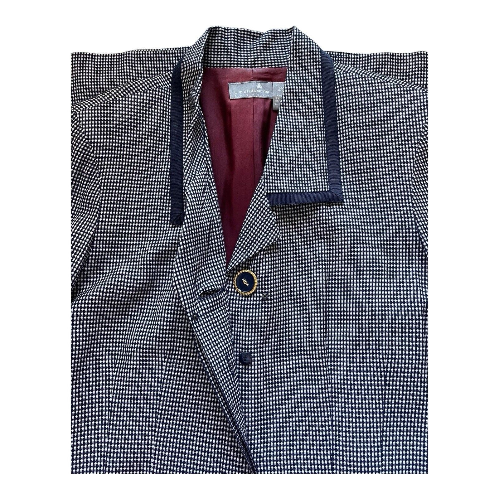 Vintage Liz Claiborne Houndstooth Blazer Dress Size 12 Rayon 80s Career Wear