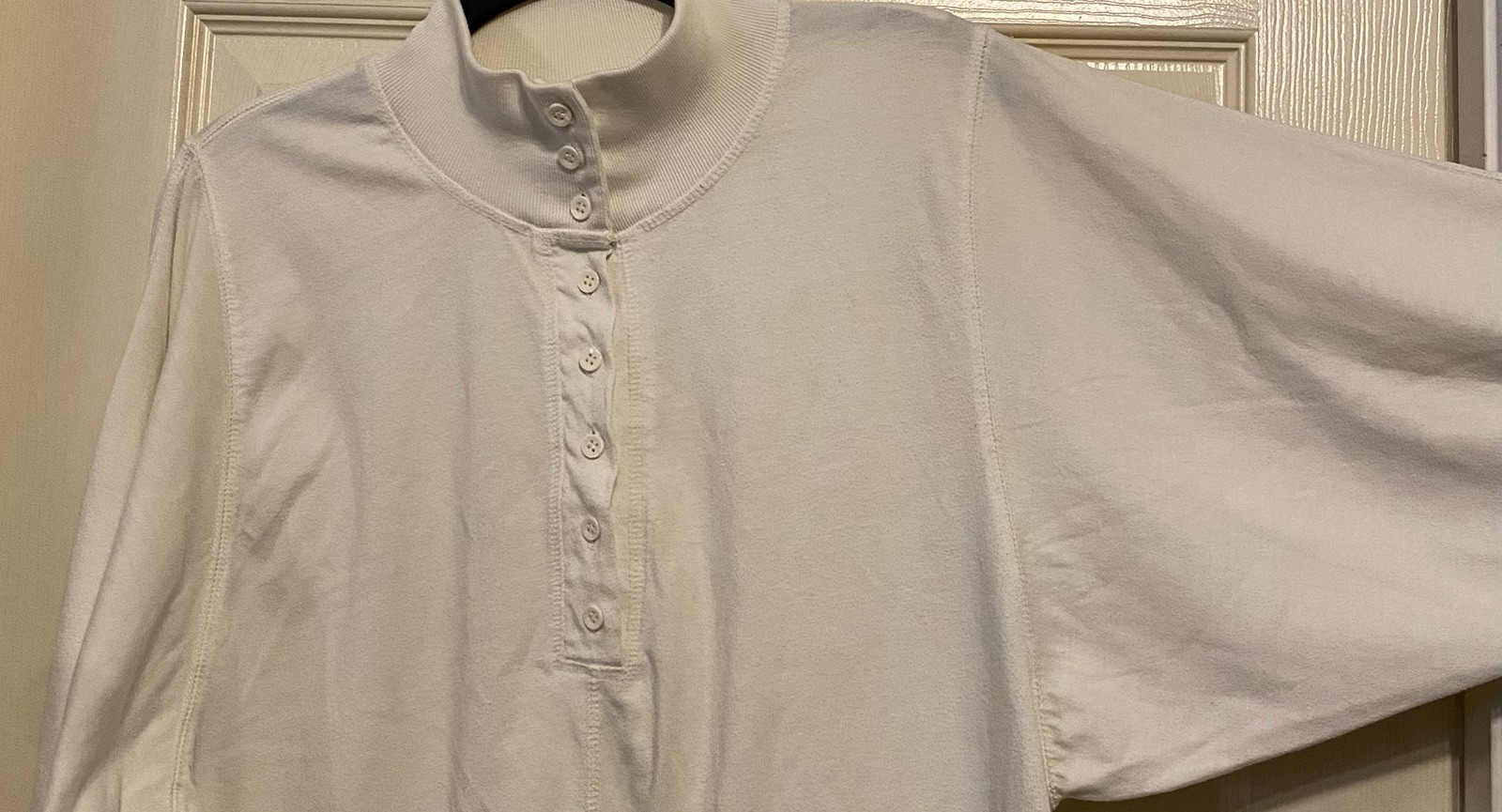 VTG 90s Mervyns Partners Women’s Shirt Sz M Cream White Boxy Buttons Batwing