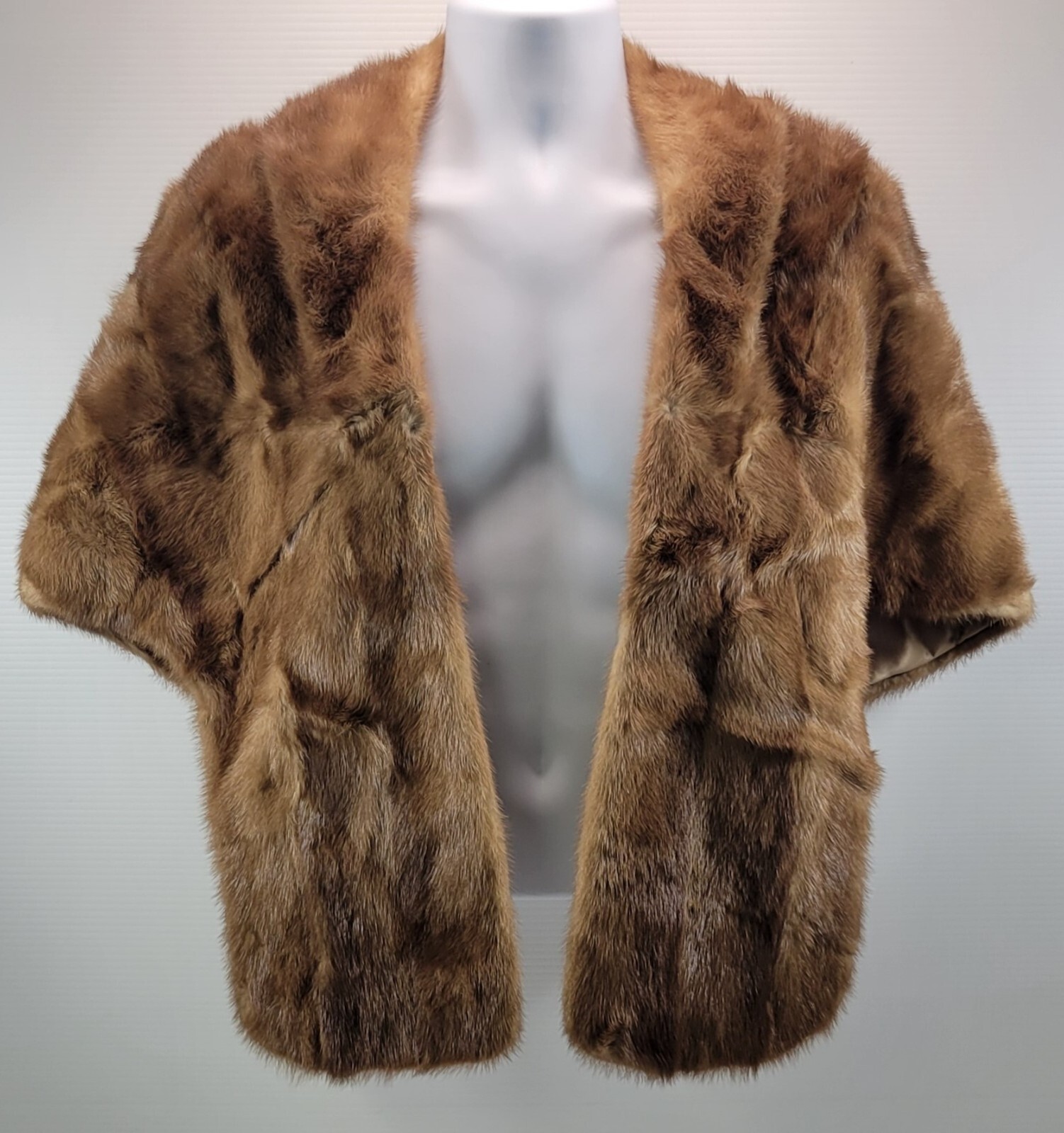 N) Vintage Mob Wife Era Women Over the Shoulder Collar Fur Stole Shawl Vest