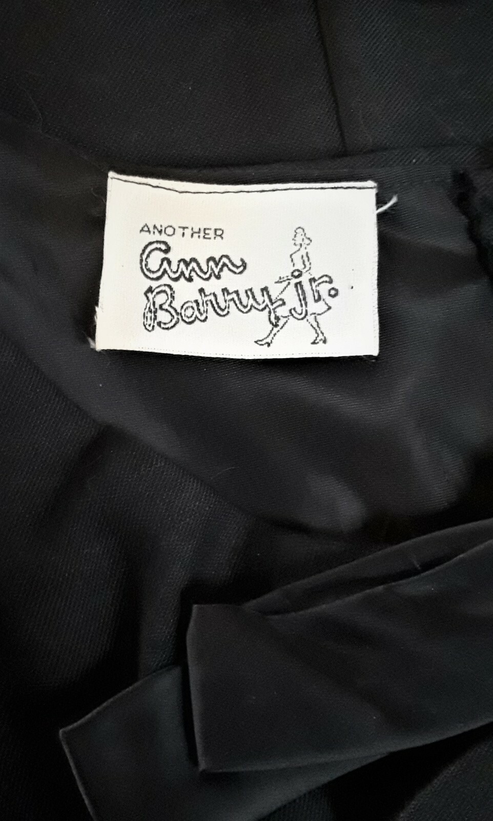 Another Ann Barry Jr True Vintage Black Tailored Dress Tiered Hem + Bow XS