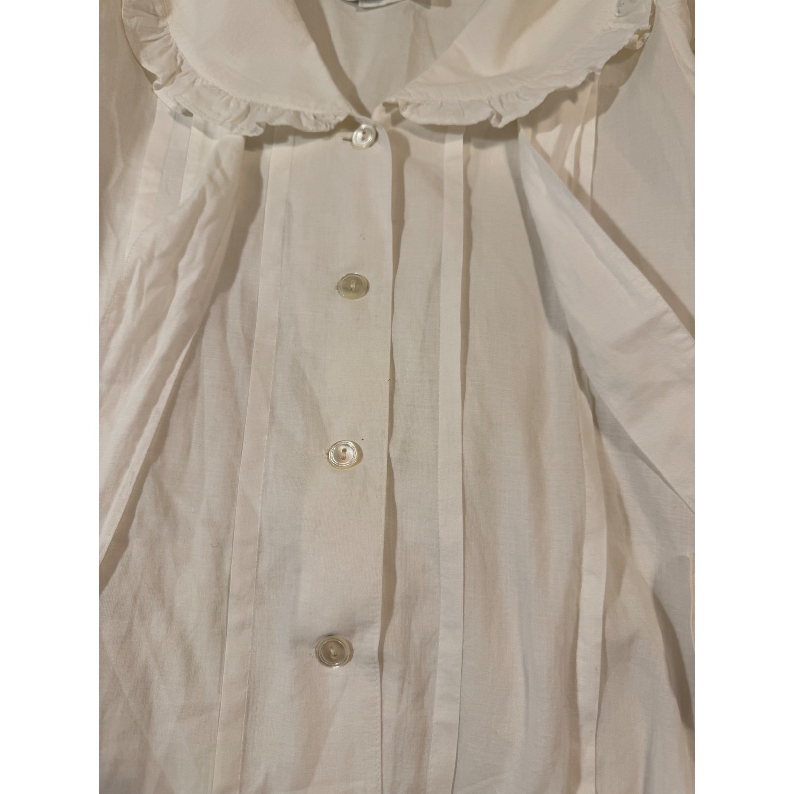 Laura Ashley Vintage 80s White Peter Pan Collar Blouse Puff Sleeve Pintuck Bow