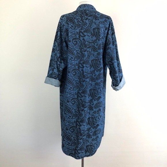 vintage 90s floral print denim shacket jacket dress long abstract paisley coat